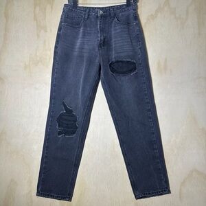 Nasty Gal Collection Black Wash Distressed Jeans Size 38